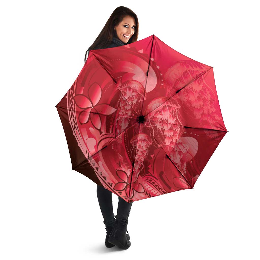 Red Gradient Polynesia Jellyfish Umbrella Plumeria Polynesian Tattoo Glowing Vibes