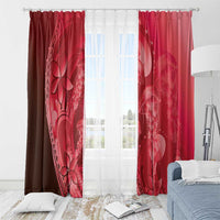 Red Gradient Polynesia Jellyfish Window Curtain Plumeria Polynesian Tattoo Glowing Vibes