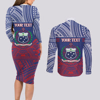 Personalised Samoa Independence Day Couples Matching Long Sleeve Bodycon Dress and Long Sleeve Button Shirt 64th Anniversary Toa O Samoa
