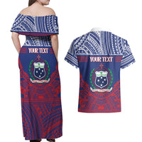 Personalised Samoa Independence Day Couples Matching Off Shoulder Maxi Dress and Hawaiian Shirt 64th Anniversary Toa O Samoa LT14 - Polynesian Pride