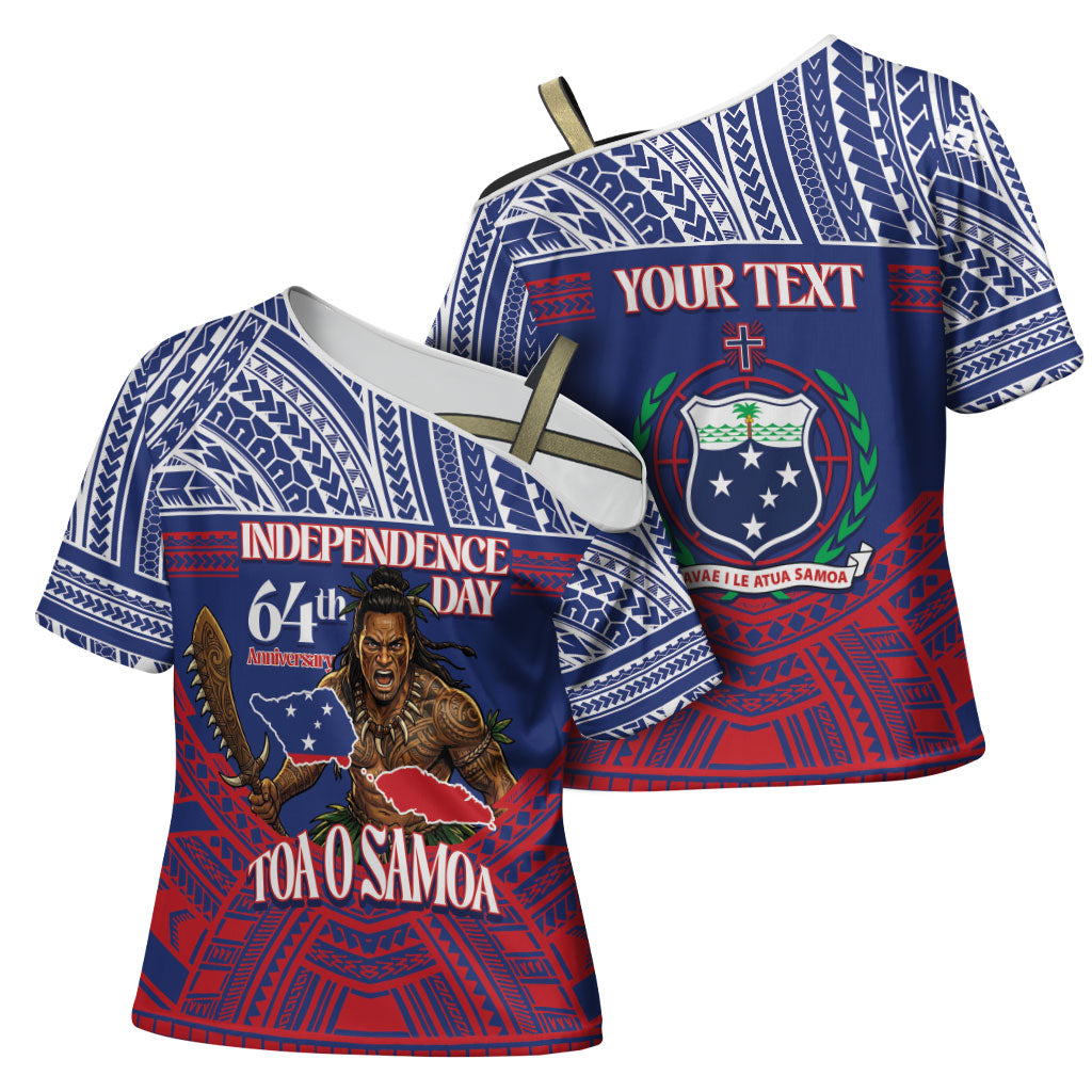 Personalised Samoa Independence Day Cross Shoulder Shirt 64th Anniversary Toa O Samoa