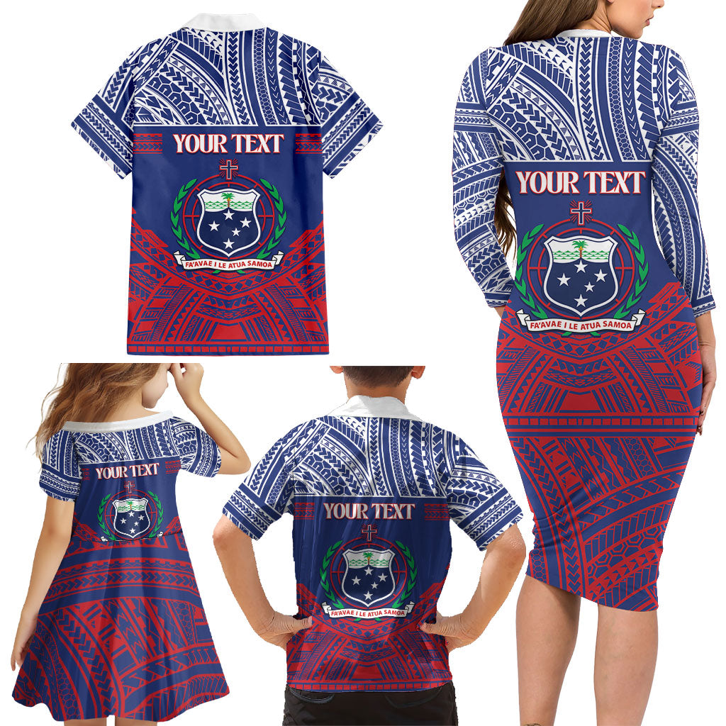 Personalised Samoa Independence Day Family Matching Long Sleeve Bodycon Dress and Hawaiian Shirt 64th Anniversary Toa O Samoa LT14 - Polynesian Pride