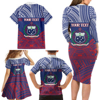 Personalised Samoa Independence Day Family Matching Long Sleeve Bodycon Dress and Hawaiian Shirt 64th Anniversary Toa O Samoa LT14 - Polynesian Pride