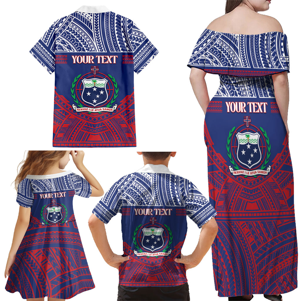 Personalised Samoa Independence Day Family Matching Off Shoulder Maxi Dress and Hawaiian Shirt 64th Anniversary Toa O Samoa