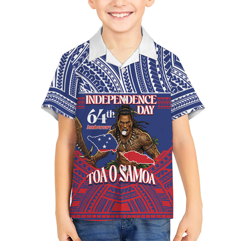 Personalised Samoa Independence Day Family Matching Off Shoulder Short Dress and Hawaiian Shirt 64th Anniversary Toa O Samoa