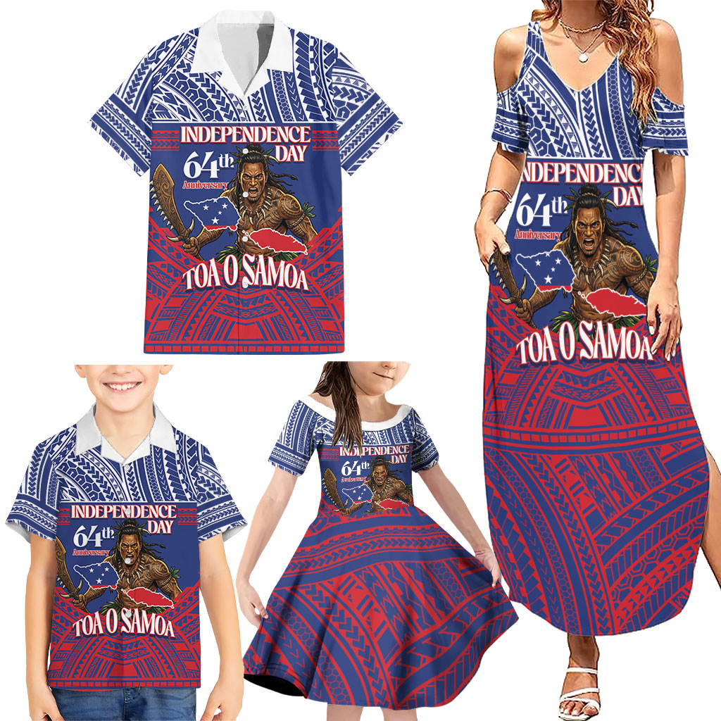 Personalised Samoa Independence Day Family Matching Summer Maxi Dress and Hawaiian Shirt 64th Anniversary Toa O Samoa