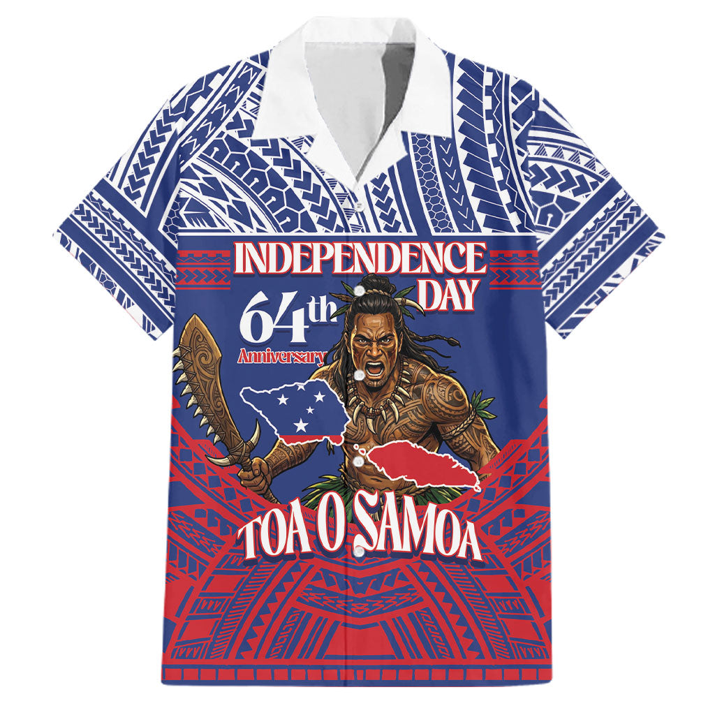 Personalised Samoa Independence Day Family Matching Tank Maxi Dress and Hawaiian Shirt 64th Anniversary Toa O Samoa LT14 Dad's Shirt - Short Sleeve Blue - Polynesian Pride