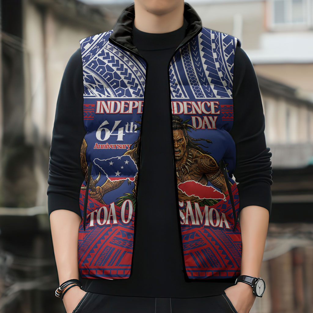 Personalised Samoa Independence Day Sleeveless Puffer Jacket 64th Anniversary Toa O Samoa