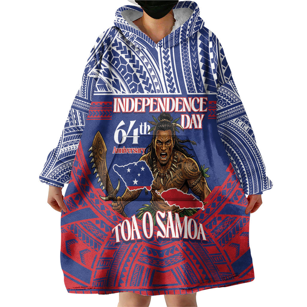 Personalised Samoa Independence Day Wearable Blanket Hoodie 64th Anniversary Toa O Samoa