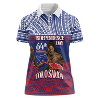 Personalised Samoa Independence Day Women Polo Shirt 64th Anniversary Toa O Samoa LT14 Female Blue - Polynesian Pride