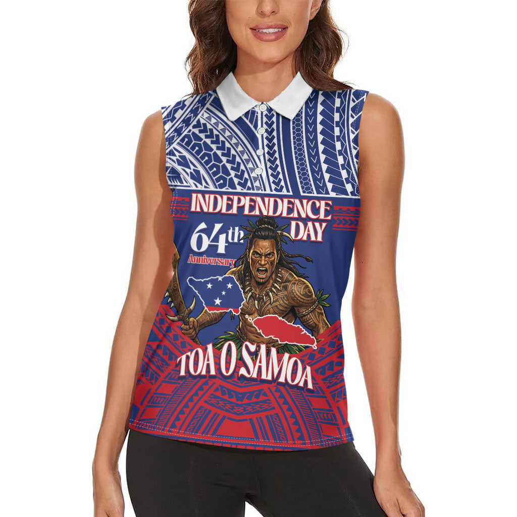 Personalised Samoa Independence Day Women Sleeveless Polo Shirt 64th Anniversary Toa O Samoa
