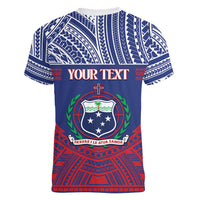 Personalised Samoa Independence Day Women V-Neck T-Shirt 64th Anniversary Toa O Samoa LT14 - Polynesian Pride