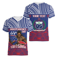 Personalised Samoa Independence Day Women V-Neck T-Shirt 64th Anniversary Toa O Samoa LT14 - Polynesian Pride