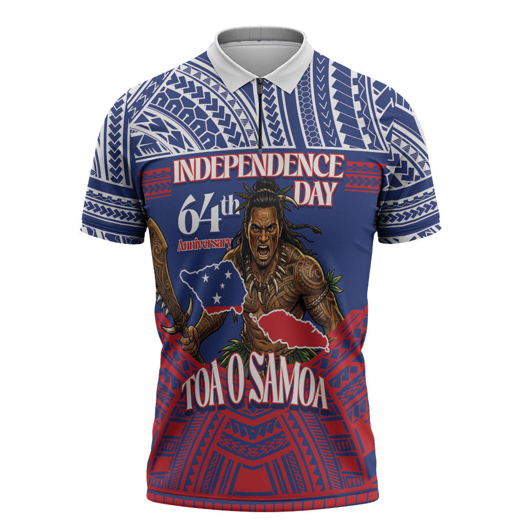 Personalised Samoa Independence Day Zipper Polo Shirt 64th Anniversary Toa O Samoa