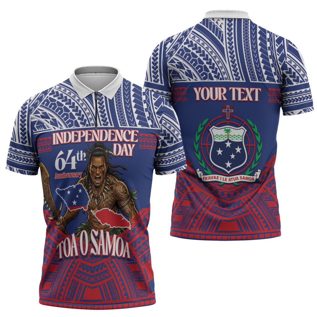 Personalised Samoa Independence Day Zipper Polo Shirt 64th Anniversary Toa O Samoa