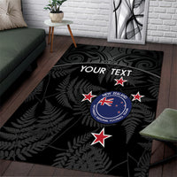 Custom New Zealand Silver Fern Football Area Rug Summer 2024 Olympic Go Aotearoa LT14 Black - Polynesian Pride