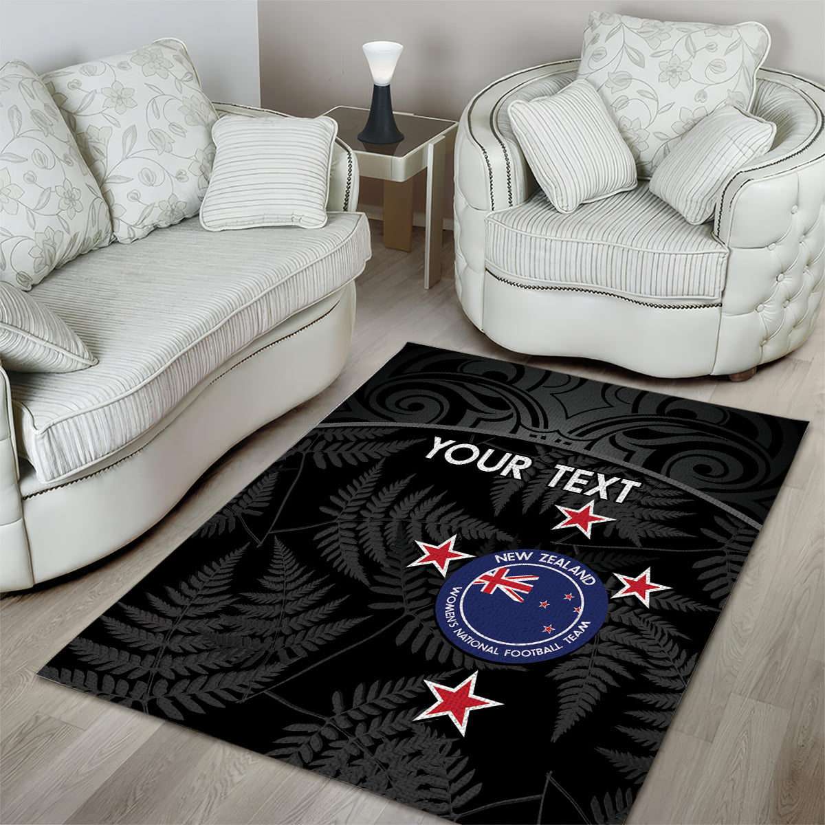 Custom New Zealand Silver Fern Football Area Rug Summer 2024 Olympic Go Aotearoa LT14 - Polynesian Pride