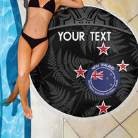 Custom New Zealand Silver Fern Football Beach Blanket Summer 2024 Olympic Go Aotearoa LT14 - Polynesian Pride