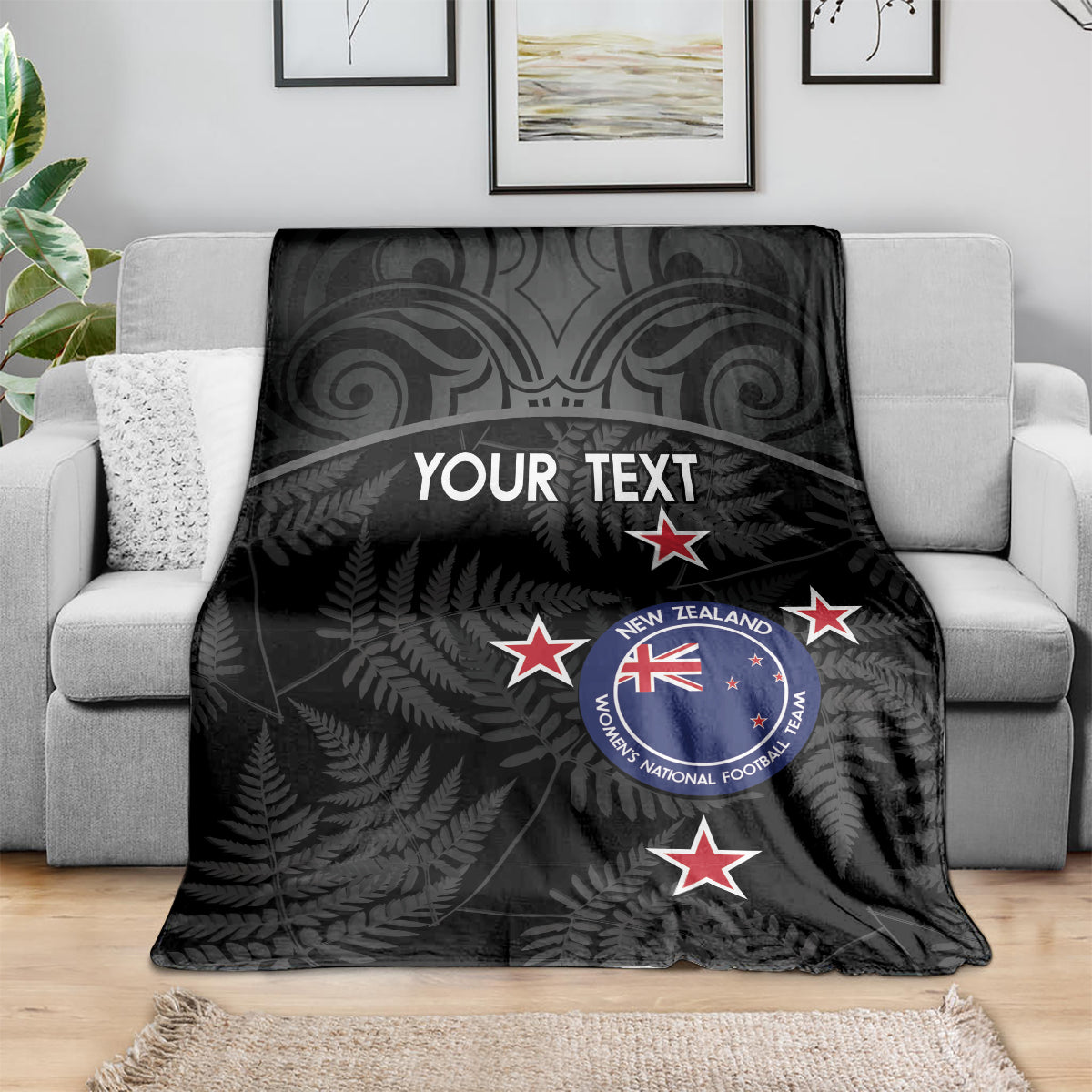 Custom New Zealand Silver Fern Football Blanket Summer 2024 Olympic Go Aotearoa LT14 - Polynesian Pride