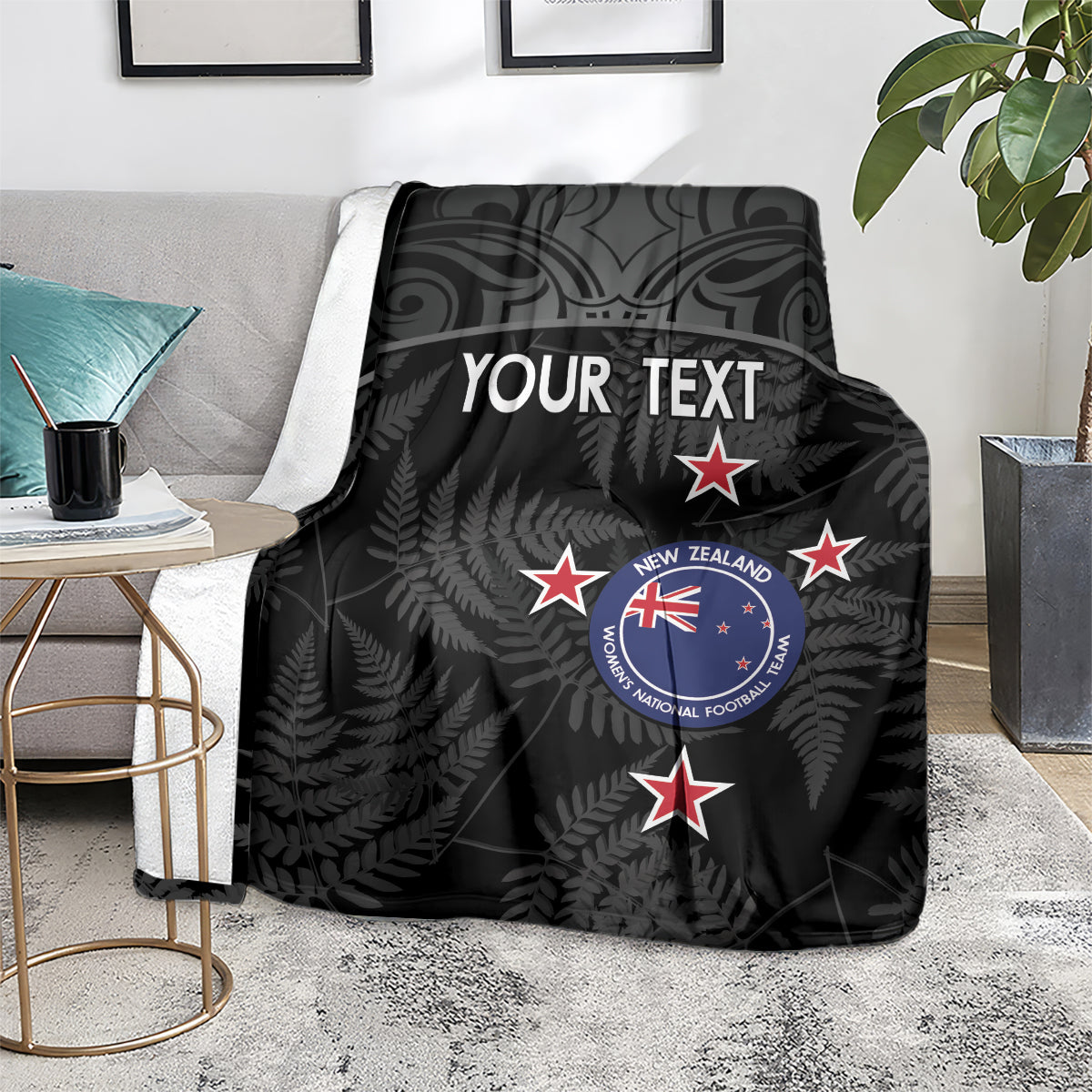 Custom New Zealand Silver Fern Football Blanket Summer 2024 Olympic Go Aotearoa LT14 - Polynesian Pride