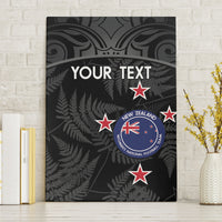 Custom New Zealand Silver Fern Football Canvas Wall Art Summer 2024 Olympic Go Aotearoa LT14 Without Frame Black - Polynesian Pride