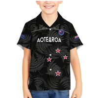 Custom New Zealand Silver Fern Football Family Matching Mermaid Dress and Hawaiian Shirt Summer 2024 Olympic Go Aotearoa LT14 Son's Shirt Black - Polynesian Pride