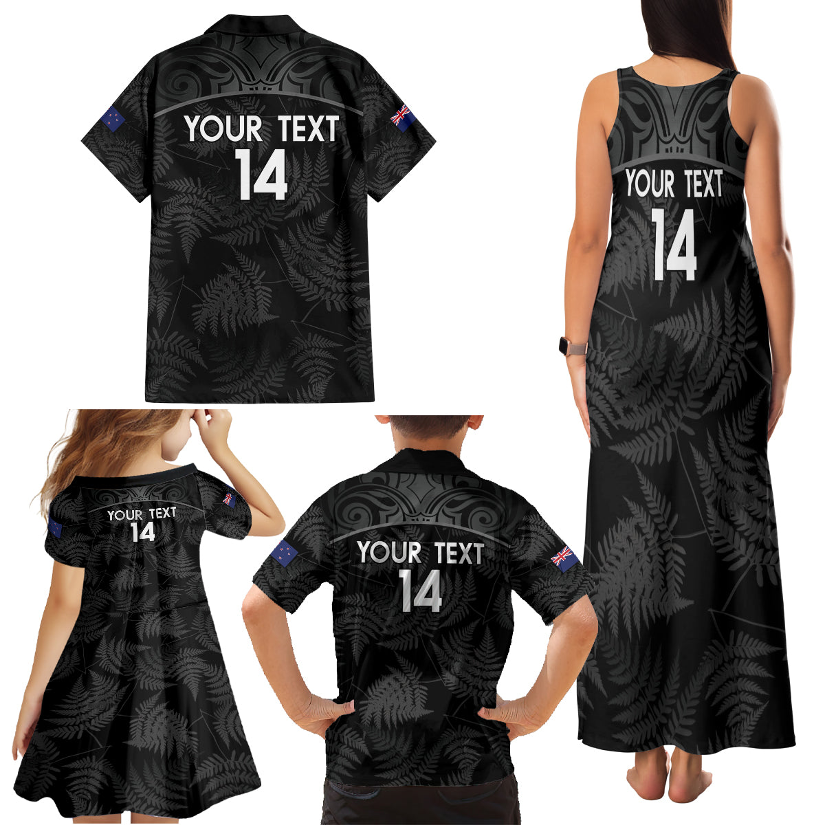 Custom New Zealand Silver Fern Football Family Matching Tank Maxi Dress and Hawaiian Shirt Summer 2024 Olympic Go Aotearoa LT14 - Polynesian Pride