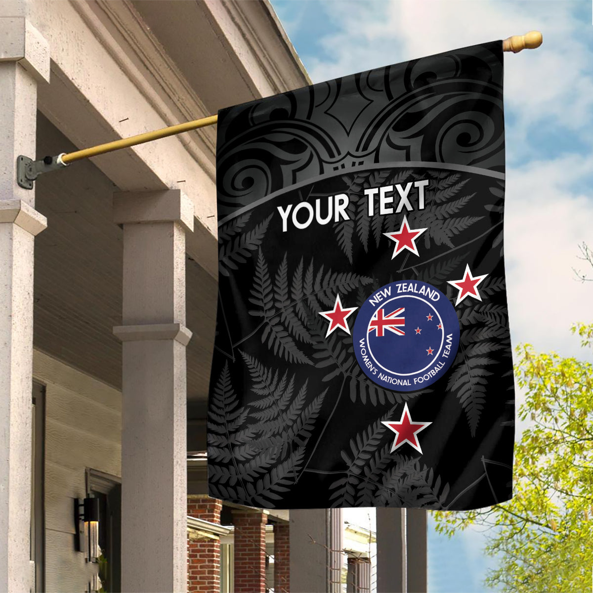 Custom New Zealand Silver Fern Football Garden Flag Summer 2024 Olympic Go Aotearoa LT14 House Flag Black - Polynesian Pride