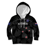 Custom New Zealand Silver Fern Football Kid Hoodie Summer 2024 Olympic Go Aotearoa LT14 Hoodie Black - Polynesian Pride
