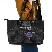 Custom New Zealand Silver Fern Football Leather Tote Bag Summer 2024 Olympic Go Aotearoa LT14 - Polynesian Pride