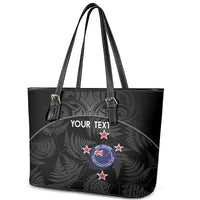 Custom New Zealand Silver Fern Football Leather Tote Bag Summer 2024 Olympic Go Aotearoa LT14 - Polynesian Pride