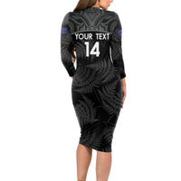 Custom New Zealand Silver Fern Football Long Sleeve Bodycon Dress Summer 2024 Olympic Go Aotearoa LT14 - Polynesian Pride