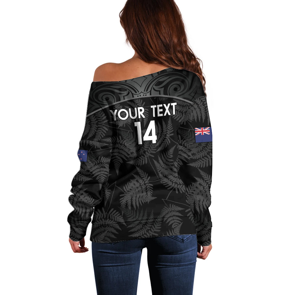 Custom New Zealand Silver Fern Football Off Shoulder Sweater Summer 2024 Olympic Go Aotearoa LT14 - Polynesian Pride