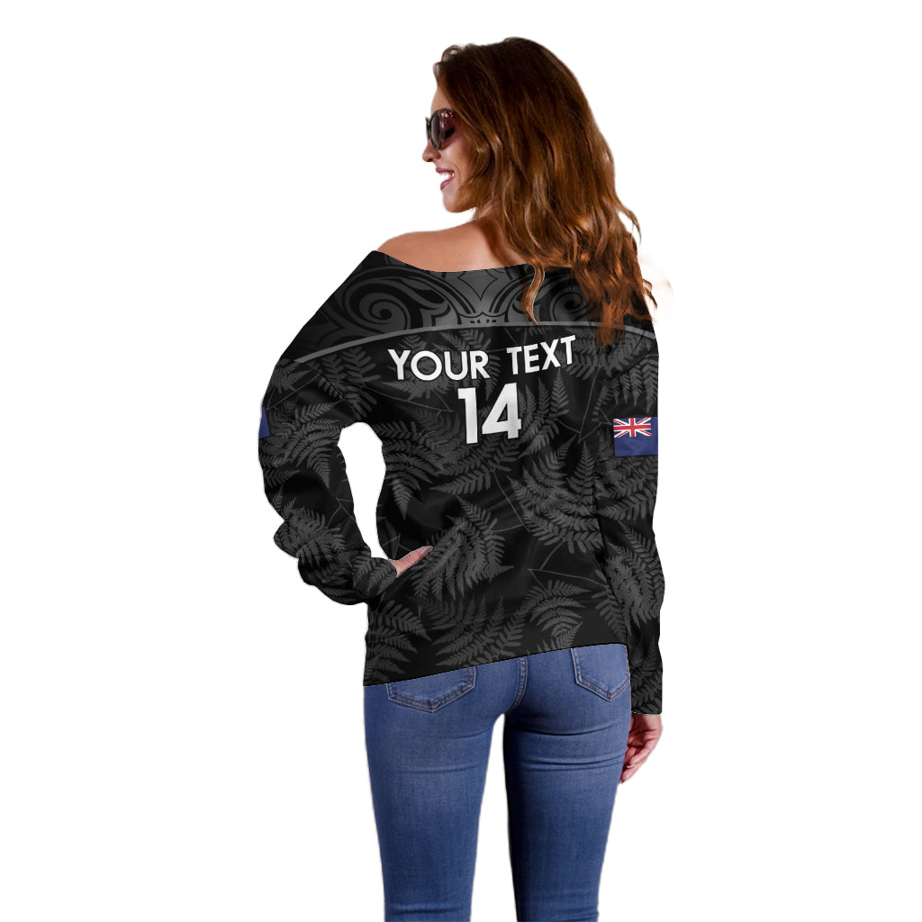 Custom New Zealand Silver Fern Football Off Shoulder Sweater Summer 2024 Olympic Go Aotearoa LT14 - Polynesian Pride