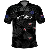 Custom New Zealand Silver Fern Football Polo Shirt Summer 2024 Olympic Go Aotearoa LT14 Black - Polynesian Pride