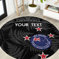Custom New Zealand Silver Fern Football Round Carpet Summer 2024 Olympic Go Aotearoa LT14 Black - Polynesian Pride
