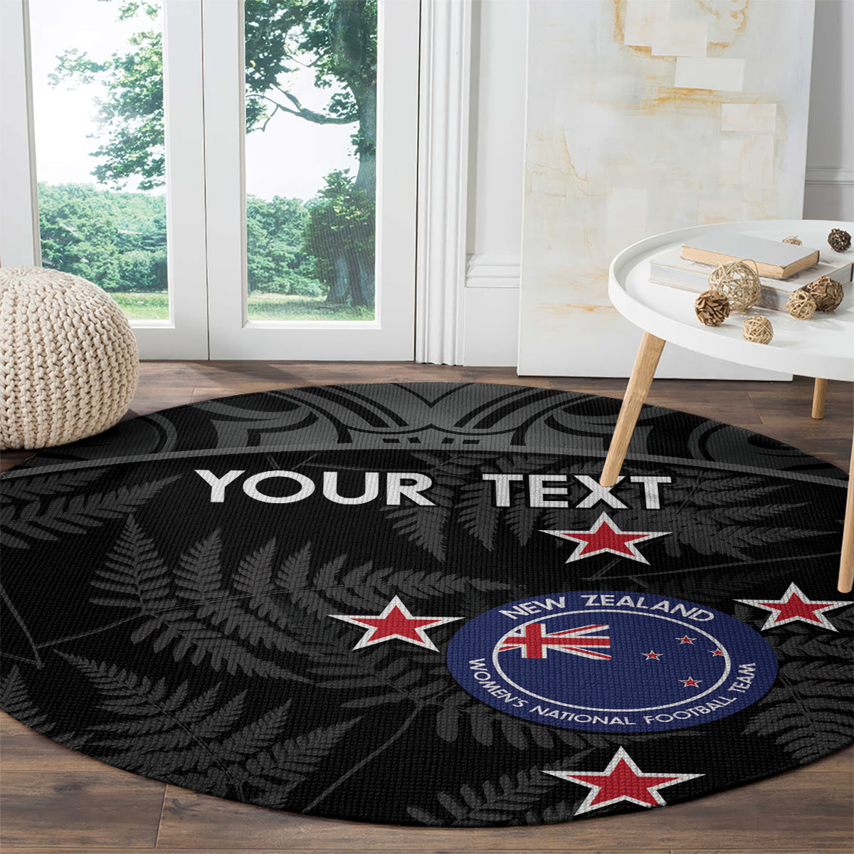 Custom New Zealand Silver Fern Football Round Carpet Summer 2024 Olympic Go Aotearoa LT14 - Polynesian Pride