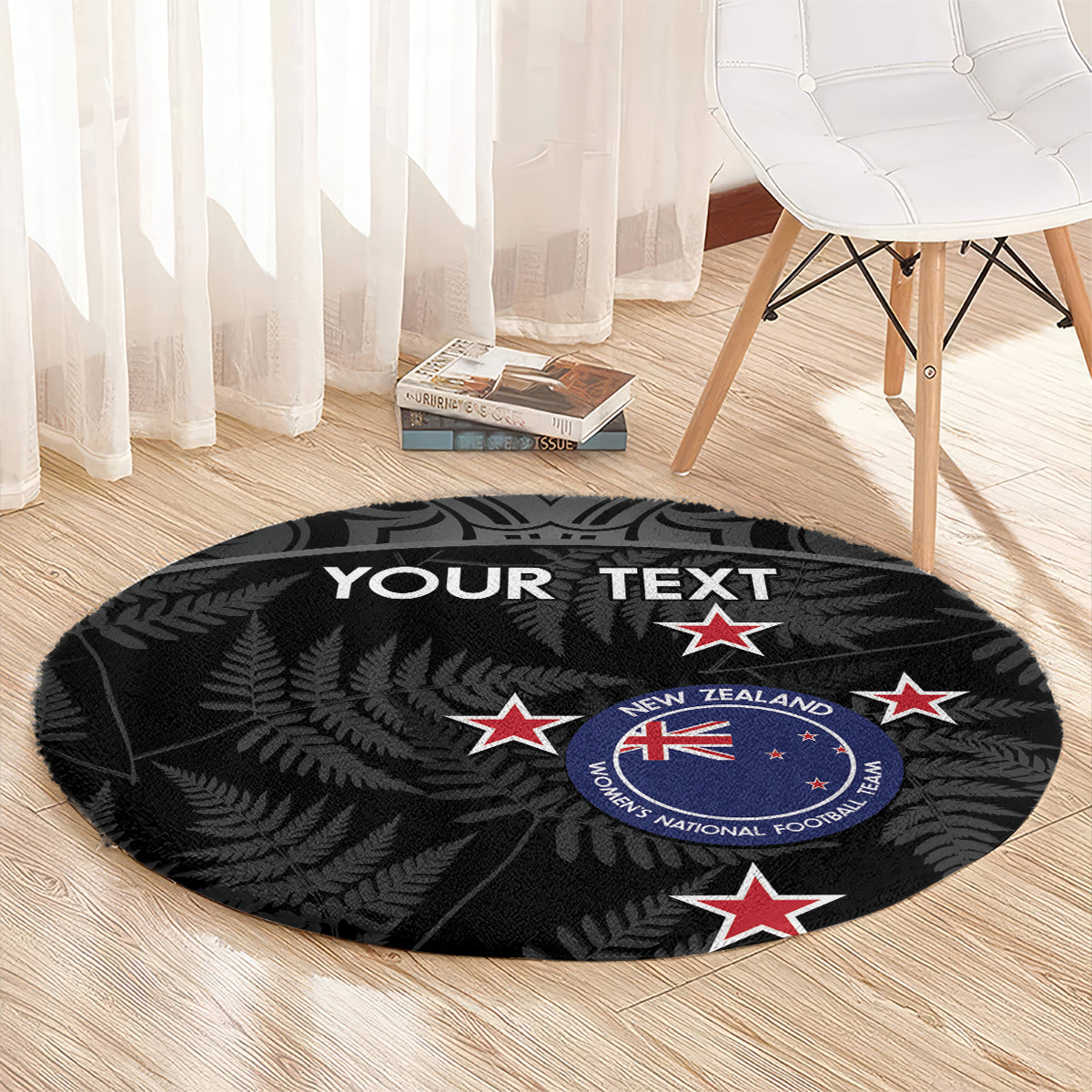 Custom New Zealand Silver Fern Football Round Carpet Summer 2024 Olympic Go Aotearoa LT14 - Polynesian Pride