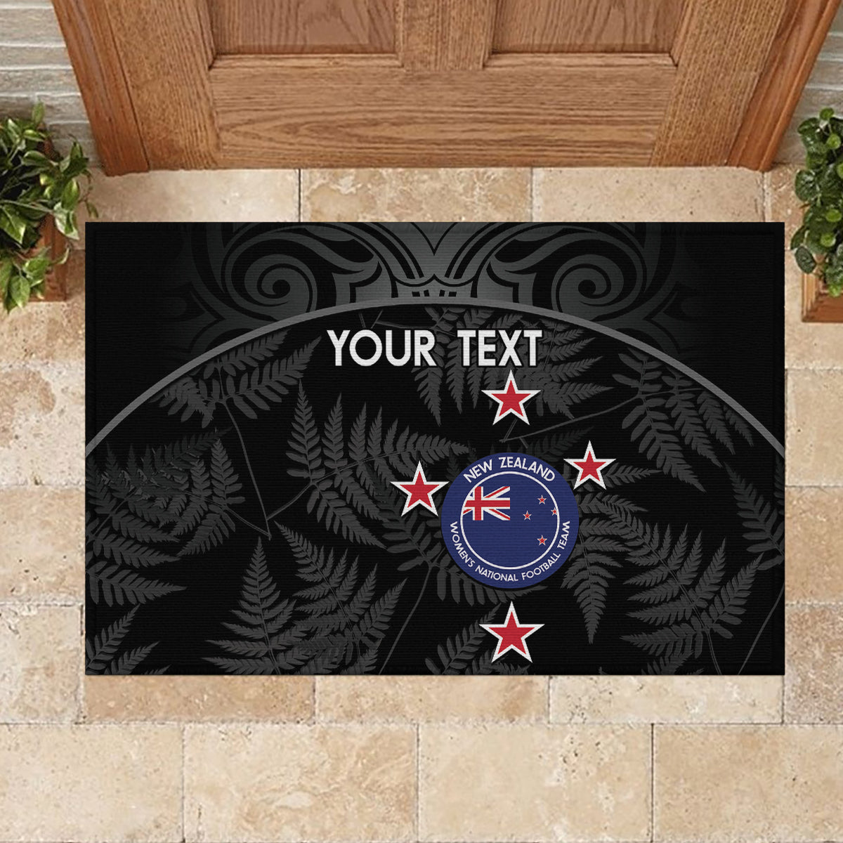 Custom New Zealand Silver Fern Football Rubber Doormat Summer 2024 Olympic Go Aotearoa LT14 - Polynesian Pride