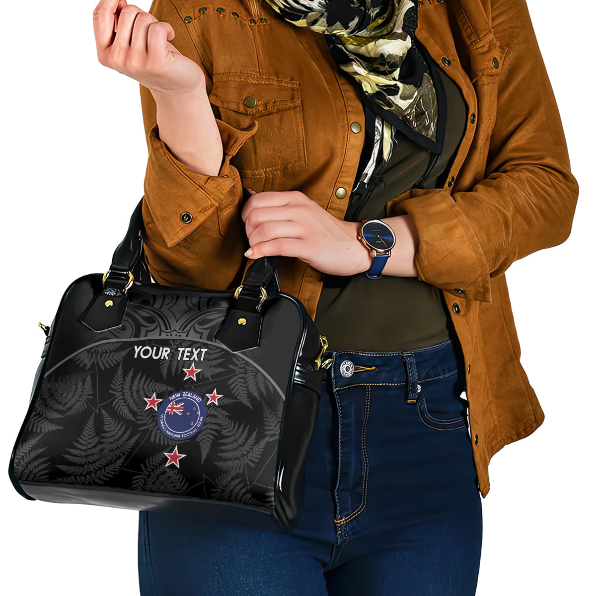 Custom New Zealand Silver Fern Football Shoulder Handbag Summer 2024 Olympic Go Aotearoa LT14 - Polynesian Pride