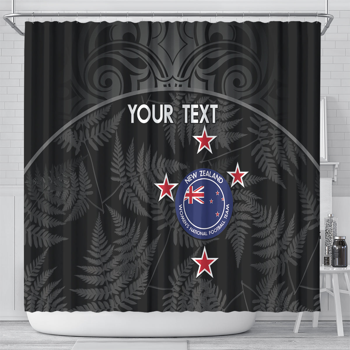 Custom New Zealand Silver Fern Football Shower Curtain Summer 2024 Olympic Go Aotearoa LT14 - Polynesian Pride