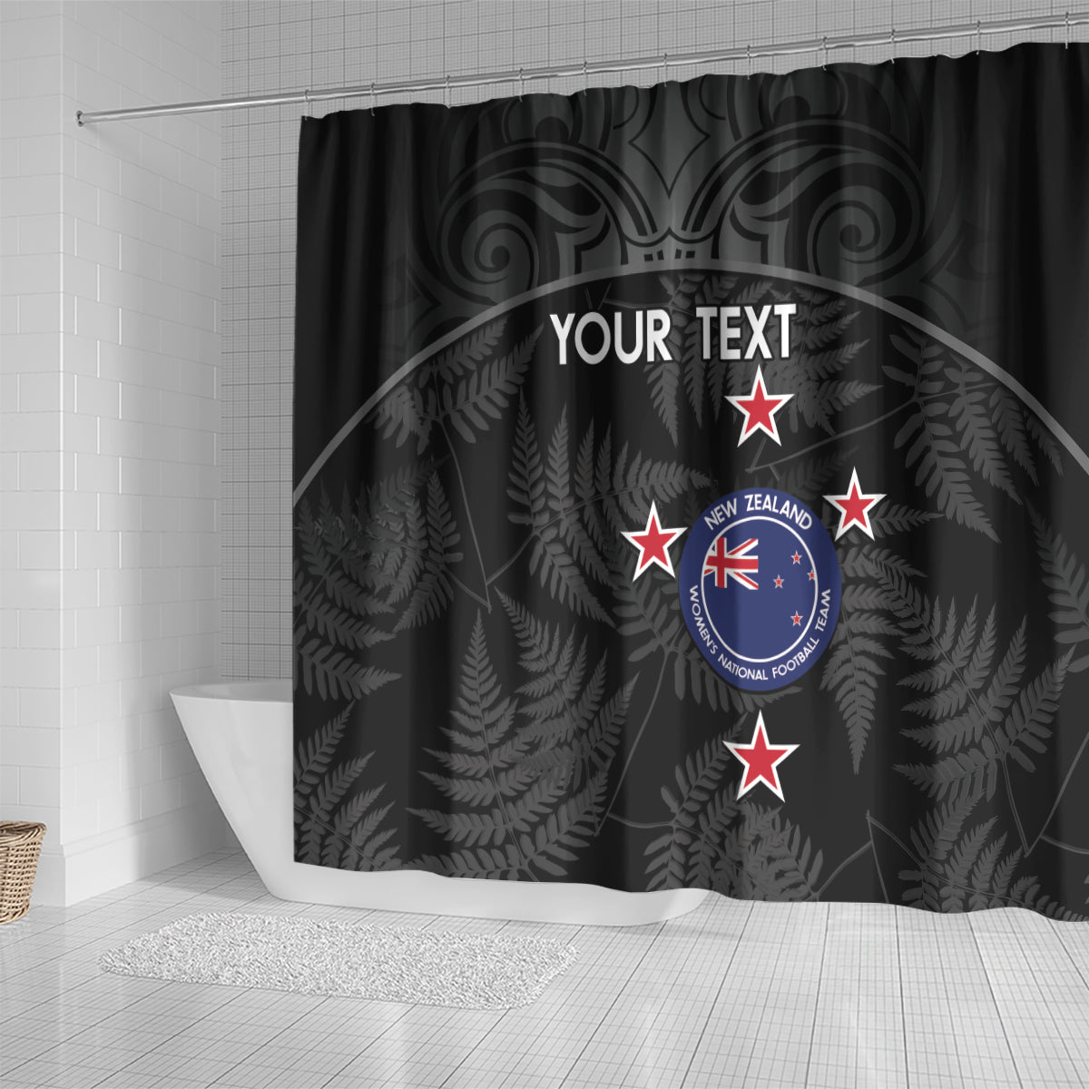 Custom New Zealand Silver Fern Football Shower Curtain Summer 2024 Olympic Go Aotearoa LT14 - Polynesian Pride