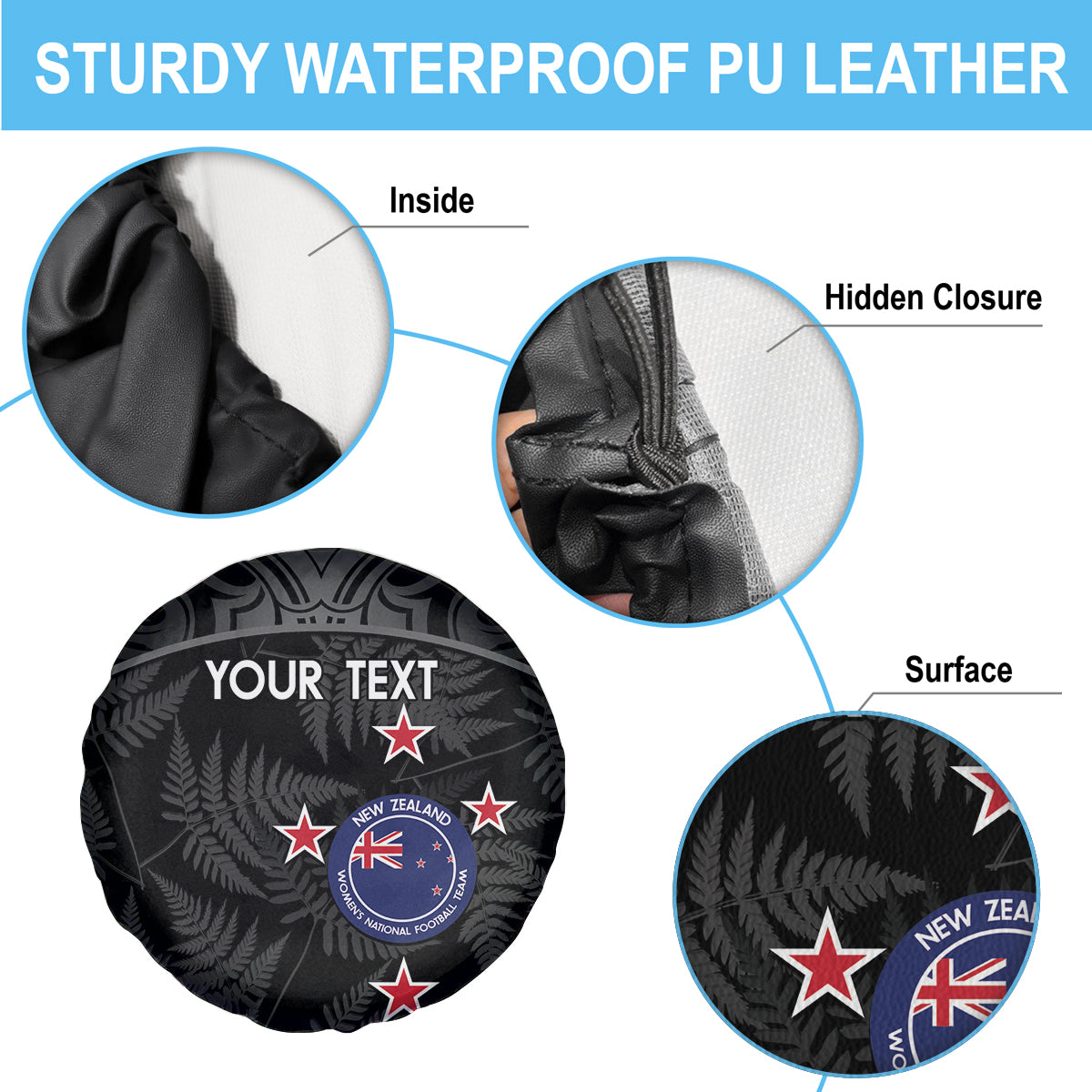 Custom New Zealand Silver Fern Football Spare Tire Cover Summer 2024 Olympic Go Aotearoa LT14 - Polynesian Pride