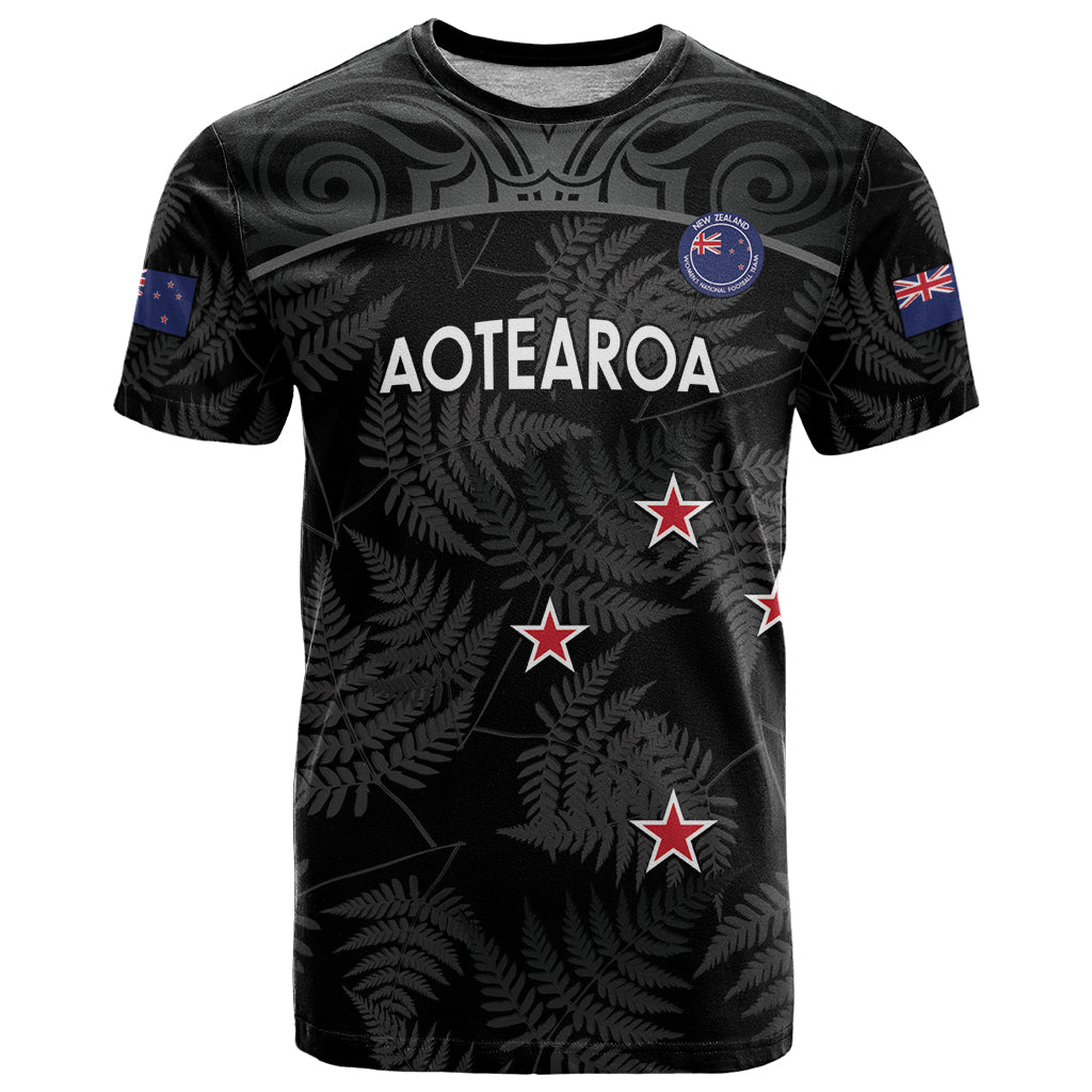 Custom New Zealand Silver Fern Football T Shirt Summer 2024 Olympic Go Aotearoa LT14 Black - Polynesian Pride