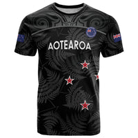Custom New Zealand Silver Fern Football T Shirt Summer 2024 Olympic Go Aotearoa LT14 Black - Polynesian Pride