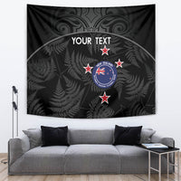 Custom New Zealand Silver Fern Football Tapestry Summer 2024 Olympic Go Aotearoa LT14 Black - Polynesian Pride
