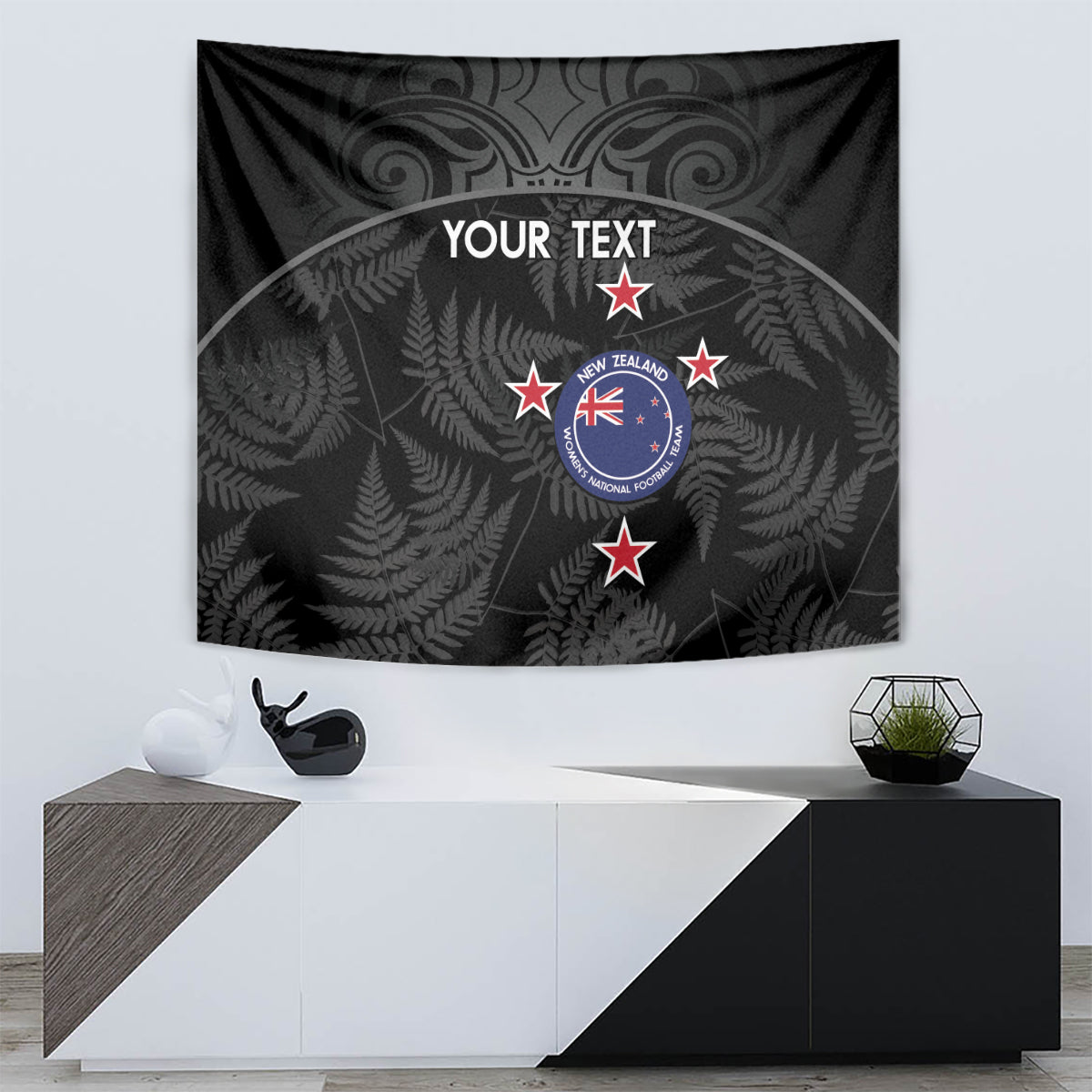 Custom New Zealand Silver Fern Football Tapestry Summer 2024 Olympic Go Aotearoa LT14 - Polynesian Pride