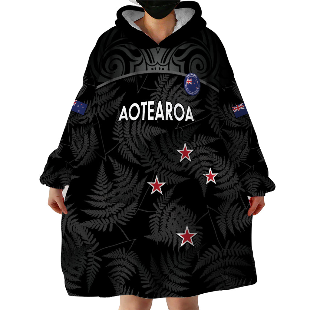 Custom New Zealand Silver Fern Football Wearable Blanket Hoodie Summer 2024 Olympic Go Aotearoa LT14 - Polynesian Pride