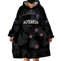 Custom New Zealand Silver Fern Football Wearable Blanket Hoodie Summer 2024 Olympic Go Aotearoa LT14 - Polynesian Pride