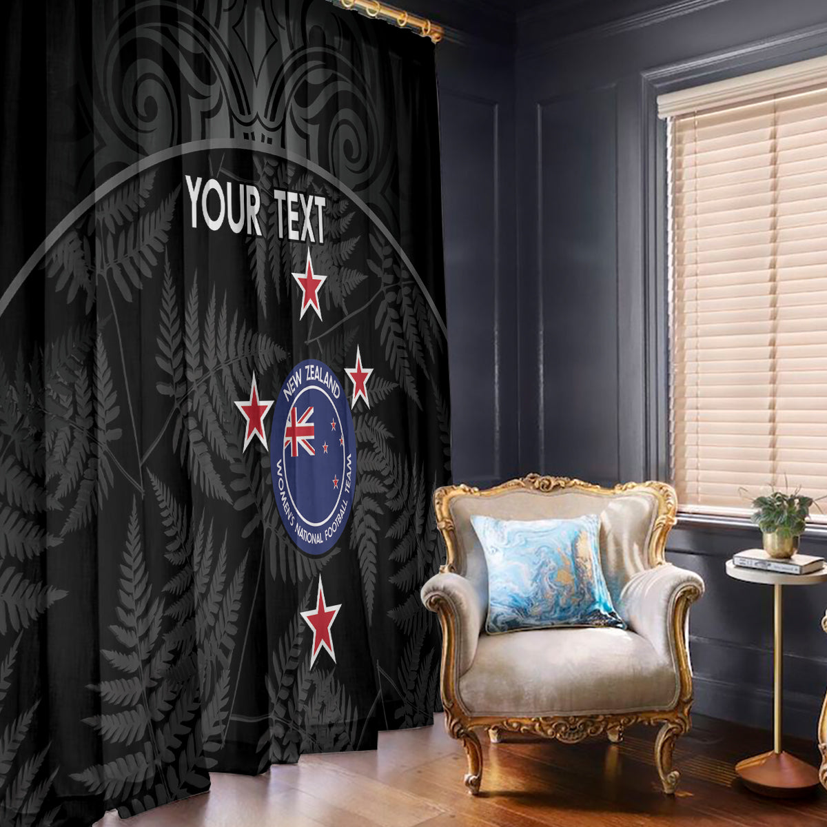 Custom New Zealand Silver Fern Football Window Curtain Summer 2024 Olympic Go Aotearoa LT14 - Polynesian Pride